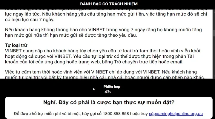 Khái niệm miễn trừ trách nhiệm Vinbet