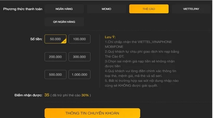 Hướng dẫn nạp tiền Vinbet với các phương thức được hỗ trợ